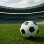 Piłka nożna na tle stadionu-2