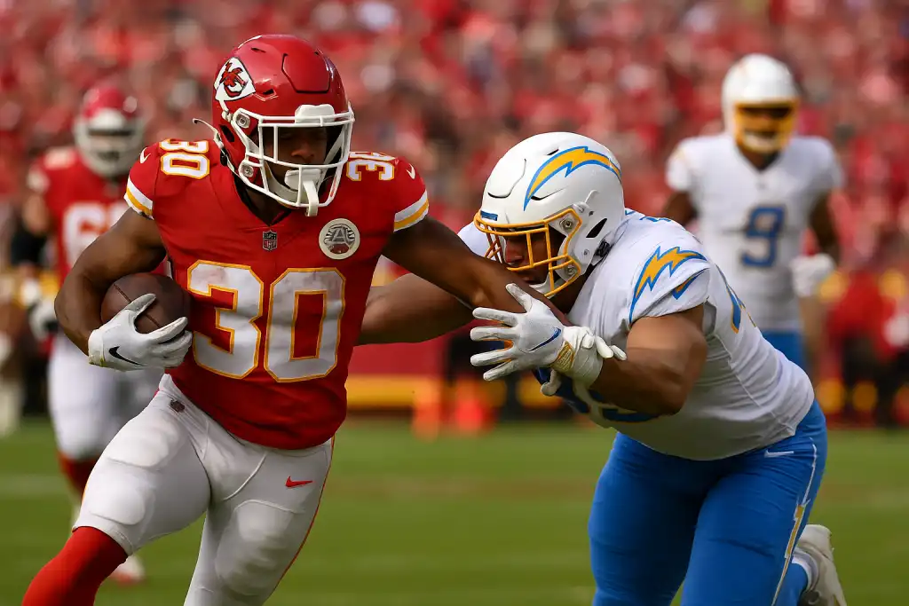 NFL 2025 – akcja meczu Kansas City Chiefs vs Los Angeles Chargers podczas spotkania w São Paulo