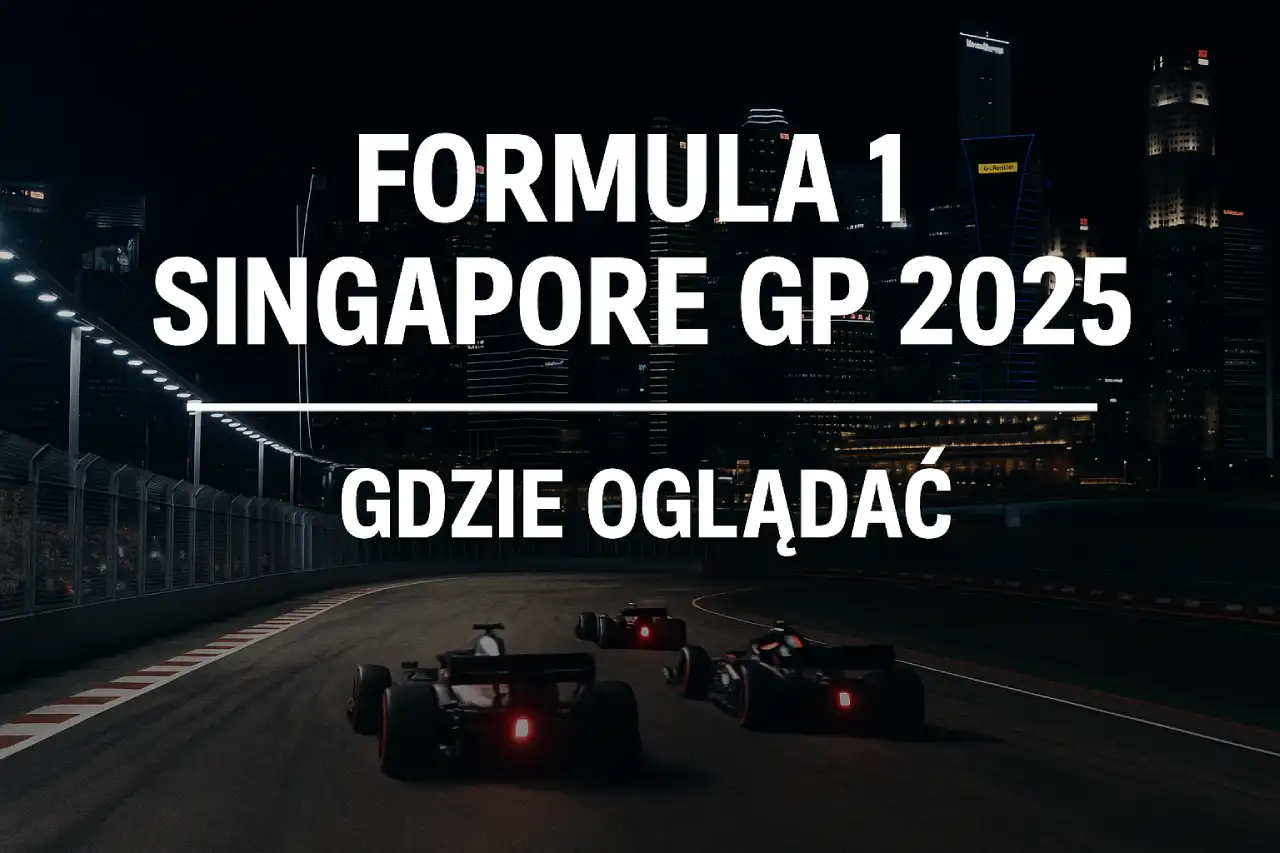 Samochody Formuły 1 na nocnym torze Marina Bay podczas wyścigu Singapore GP 2025