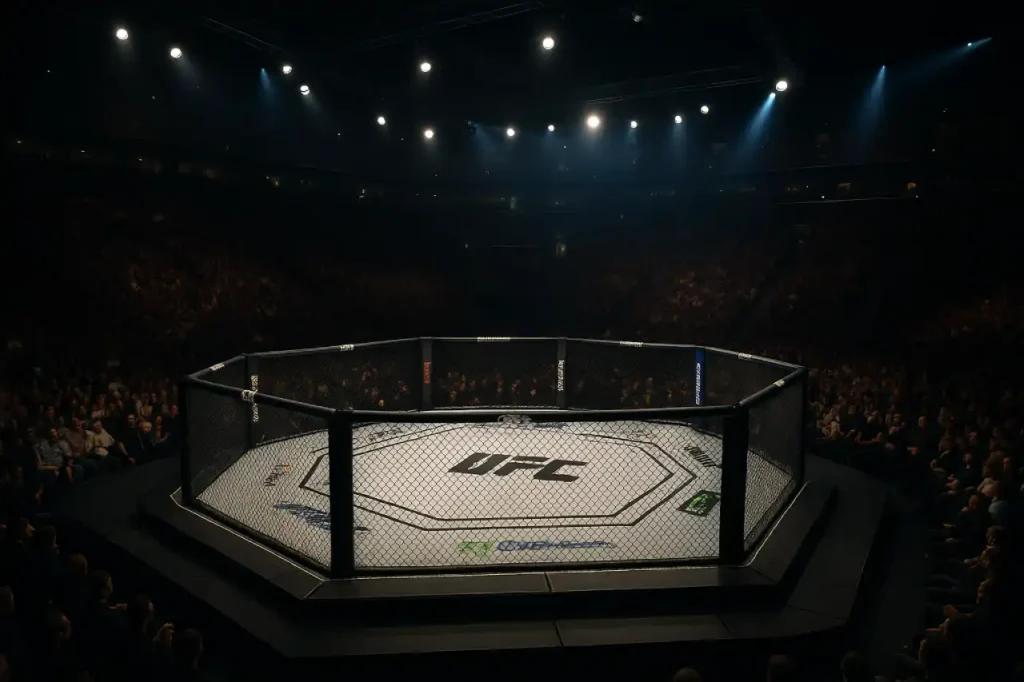 Oktagon UFC podczas gali w Rio de Janeiro z publicznością na trybunach