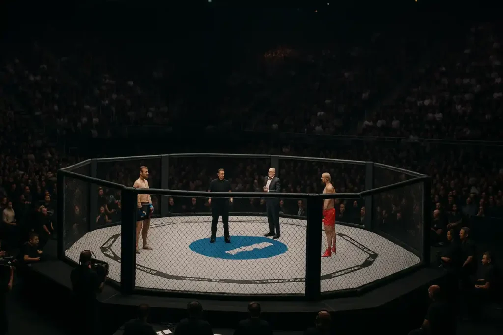Oktagon MMA podczas gali Prime MMA 14 z publicznością na trybunach