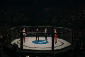 Oktagon MMA podczas gali Prime MMA 14 z publicznością na trybunach