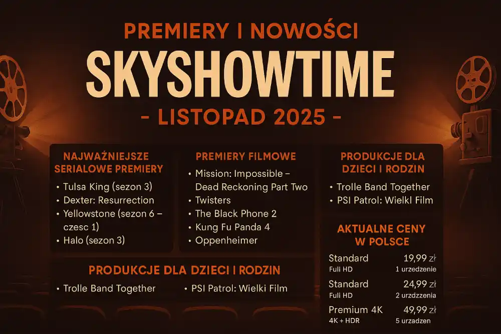 Premiery SkyShowtime Polska listopad 2025 – nowe filmy i seriale dostępne online
